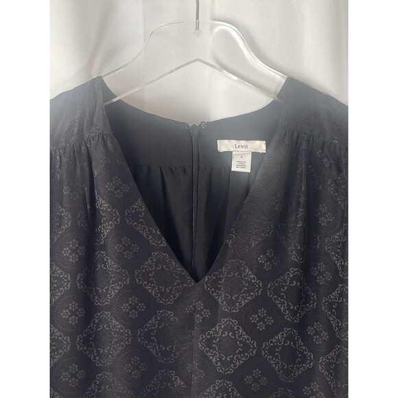 LEWIT Silk Blend Jacquard Peplum Blouse In Black Sz S New - Picture 3 of 8
